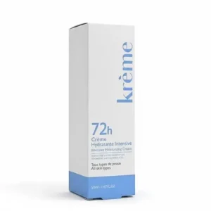 Krème Crème Hydratante Intensive 72h en tube de 40ml, soin visage hydratant, repulpant et protecteur aux probiotiques et à l'acide hyaluronique