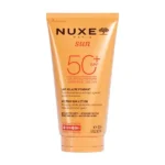 Nuxe Sun lait solaire fondant SPF 50+ en tube de 150ml, émulsion très haute protection hydratante pour le visage et le corps
