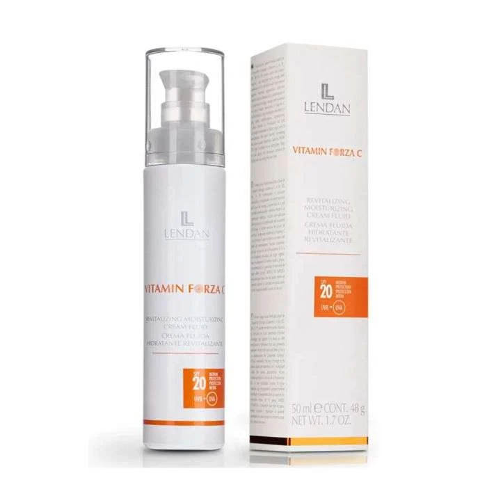 Flacon de Lendan Vitamin Forza C Crème Fluide 50ml avec protection SPF 20.