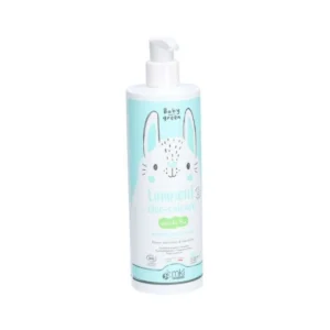 Flacon de MKL Baby Green Liniment Oléo-Calcaire de 400ml pour nettoyer et protéger les fesses de bébé dès la naissance.