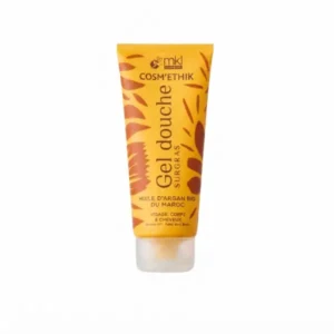 Flacon tube de mkl gel douche surgras huile d'argan bio 200ml pour l'hygiène, la nutrition intense et le confort nomade de toute la famille
