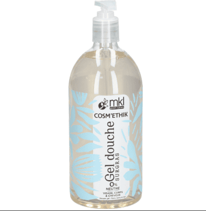 Flacon pompe de mkl gel douche surgras neutre 0% sans parfum pour l'hygiène haute tolérance des peaux sensibles et atopiques