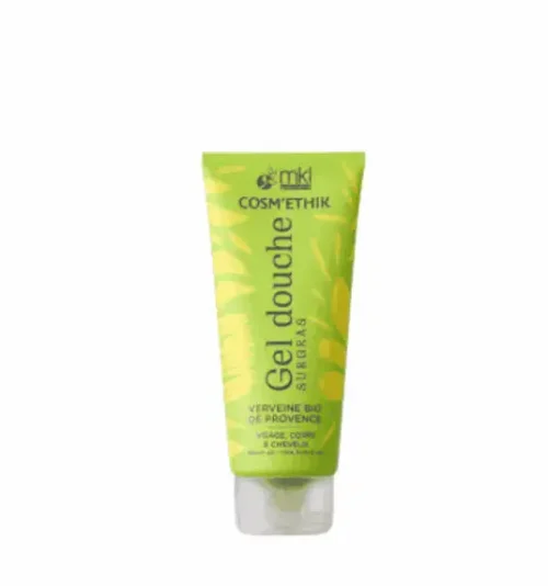 Flacon tube de mkl gel douche surgras verveine bio 200ml pour l'hygiène, la fraîcheur tonifiante et le confort nomade de toute la famille