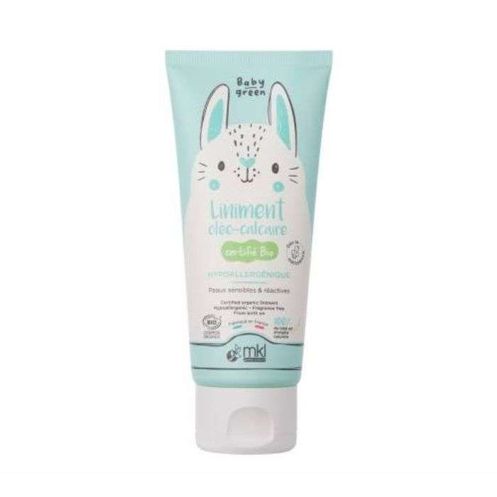 Petit flacon de voyage de MKL Liniment Oléo-Calcaire Hypoallergénique de 100ml pour le change nomade de bébé.