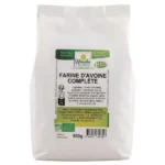 Sachet de 500g Moulin des Moines Farine d'Avoine Complète certifiée biologique pour recettes saines.