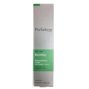 Tube de Puriaderm Acnilia Crème Sébo-Régulatrice de 40ml pour peaux mixtes à grasses et à tendance acnéique.