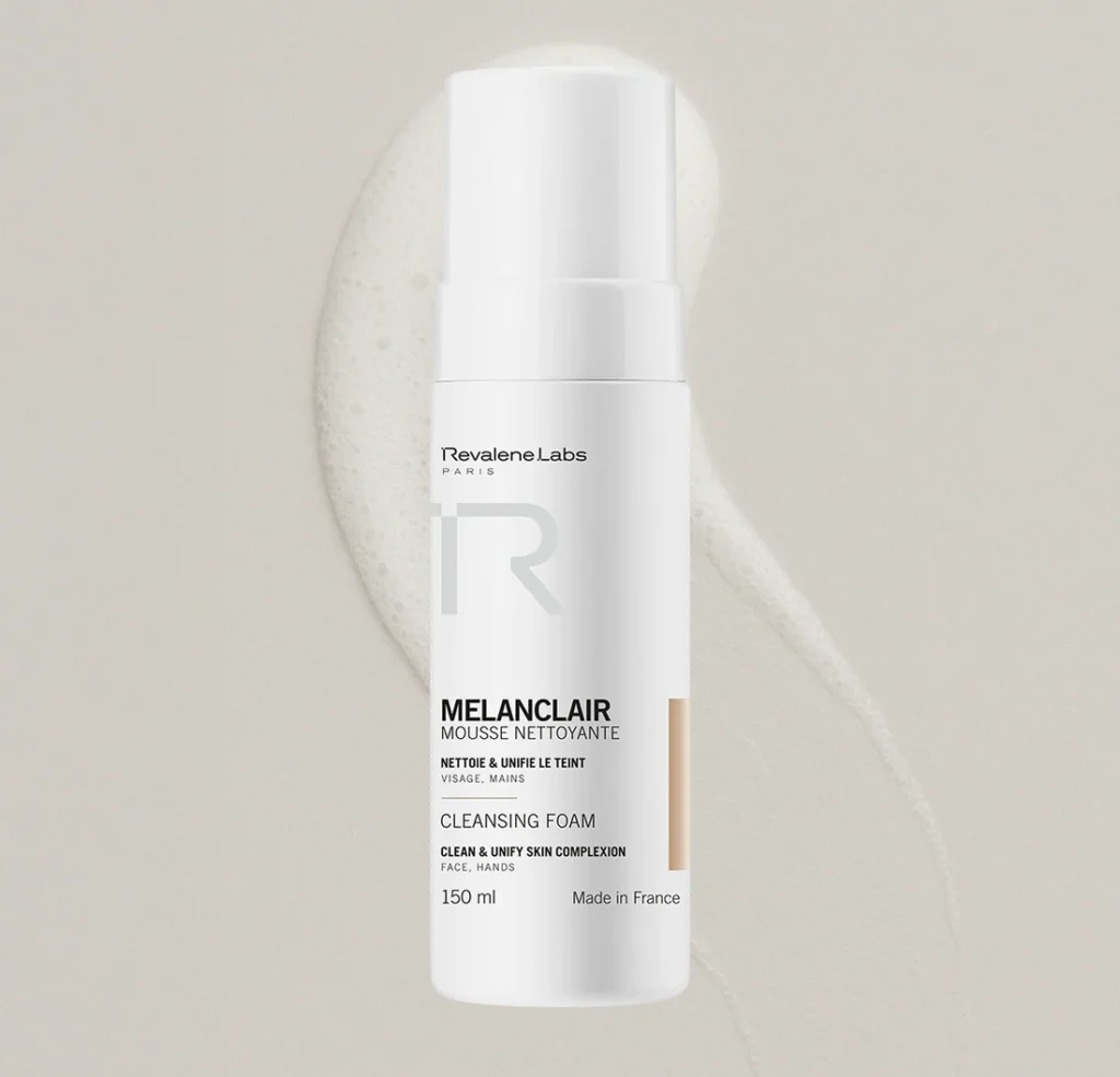 Revalene Labs Melanclair Mousse Nettoyante 150ml, soin nettoyant visage clarifiant et unifiant enrichi en niacinamide pour éliminer les taches