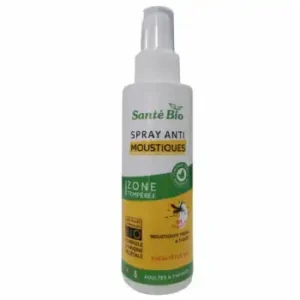 Flacon de sante bio spray anti-moustiques de 125ml pour une protection naturelle et efficace de toute la famille.