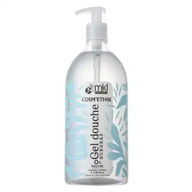 Flacon pompe de mkl gel douche surgras neutre 0% sans parfum pour l'hygiène haute tolérance des peaux sensibles et atopiques