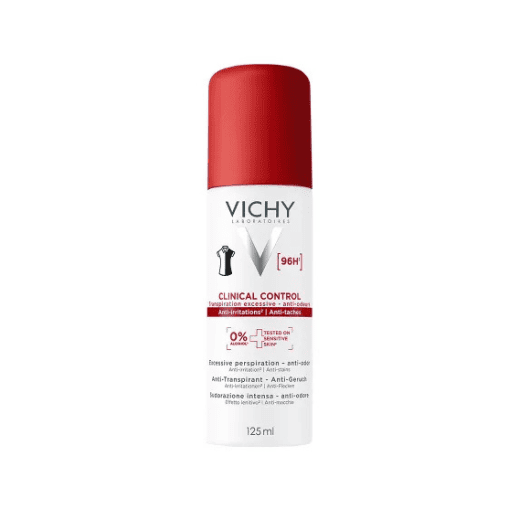 Flacon aérosol vichy femme clinical control 96h deodorant spray 125ml pour une protection extrême de 96 heures contre la transpiration