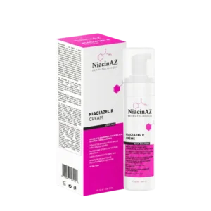 Tube de 50 ml de NiacinAZ Niaciazel R Crème, soin dermatologique apaisant et correcteur à l'acide azélaïque.
