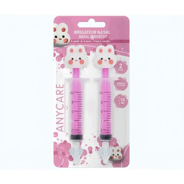 Seringue d'irrigation nasale 10 ml Anycare Irrigateur Nasal Lapin avec embout en silicone souple pour bébé