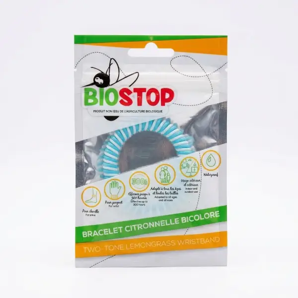 Biostop Bracelet Citronnelle Bicolore protection anti-moustiques naturelle