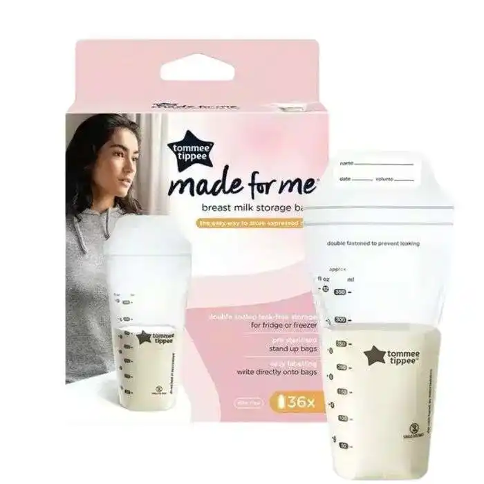 Boîte de 36 sachets de conservation pour lait maternel Tommee Tippee 350 ml étanches et autoportants.