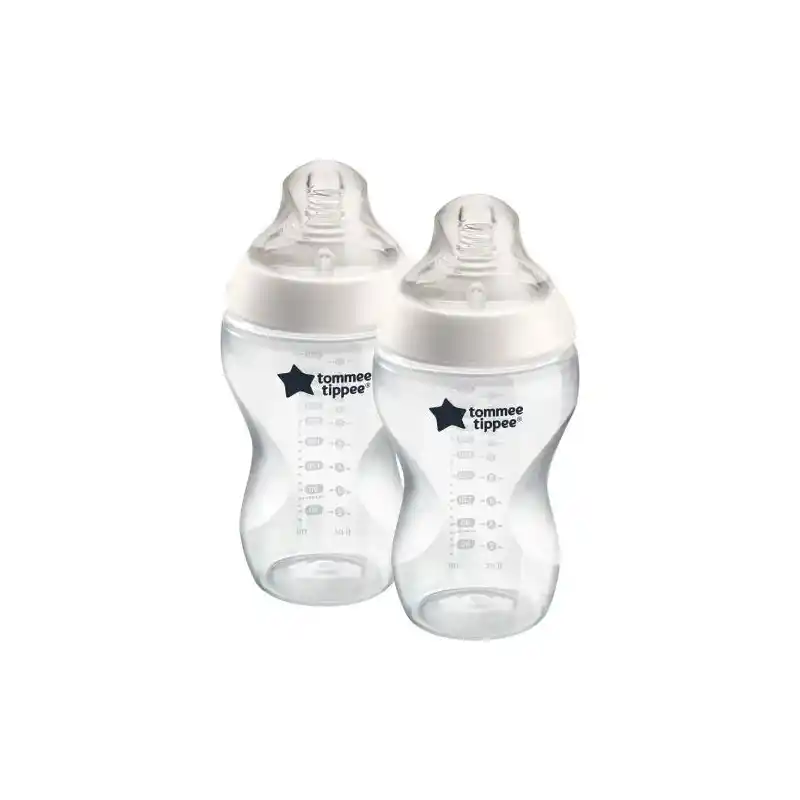 Lot de 2 biberons transparents anti-colique Tommee Tippee Natural Start 340 ml 3m+.