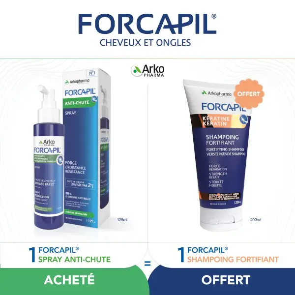 Forcapil Pack Spray Anti-Chute coffret spray anti-chute 125ml et shampoing fortifiant 200ml offert