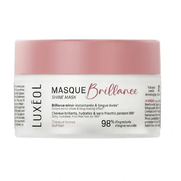 Luxéol Masque Brillance 200ml soin masque nourrissant et illuminateur éclat miroir cheveux ternes
