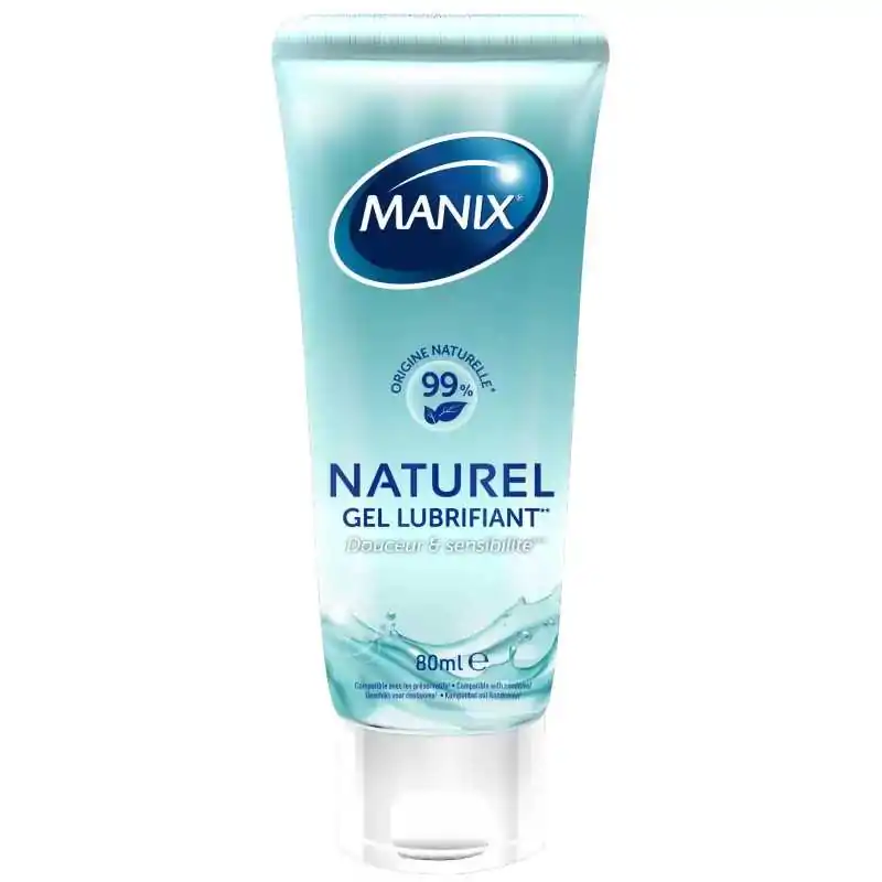 Tube de 80 ml de MANIX NATURAL gel lubrifiant à base d'eau pour l'hydratation et le confort intime
