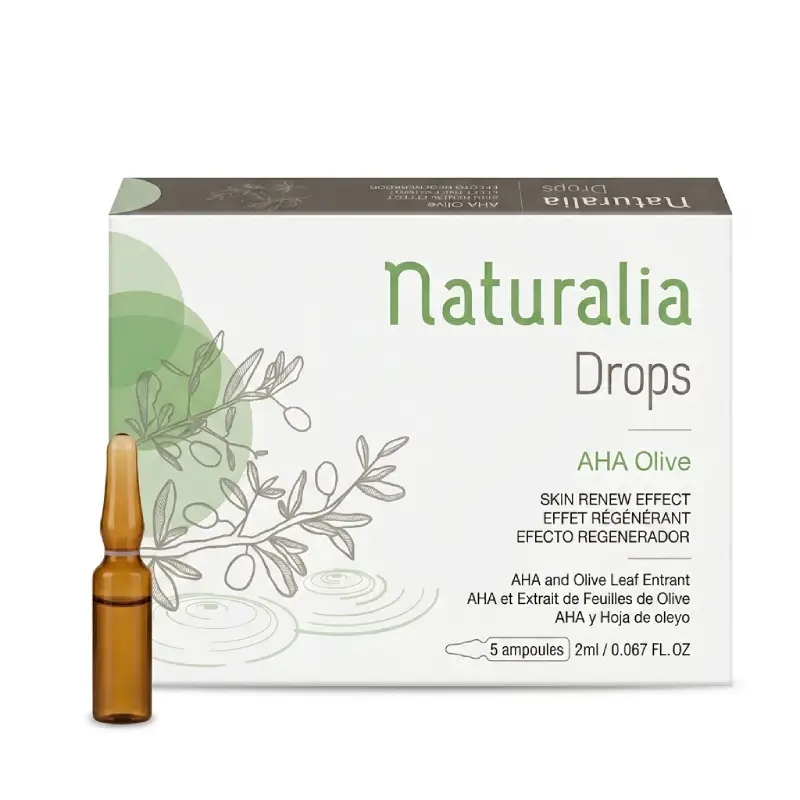 Naturalia Drops AHA Olive Effet Régénérant 5 ampoules 2ml soin ampoules peeling régénérant et rénovateur de peau aux AHA