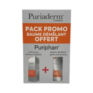 Puriaderm Puriphan Lotion Anti-Chute + Baume Demelant pack promo soin fortifiant et démêlant