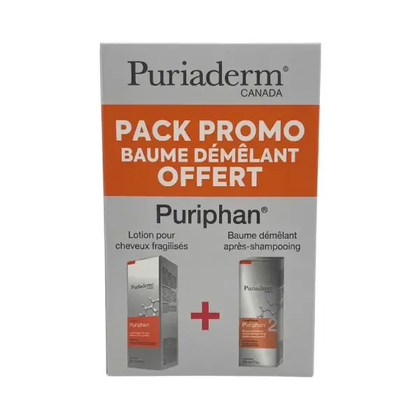 Puriaderm Puriphan Lotion Anti-Chute + Baume Demelant pack promo soin fortifiant et démêlant