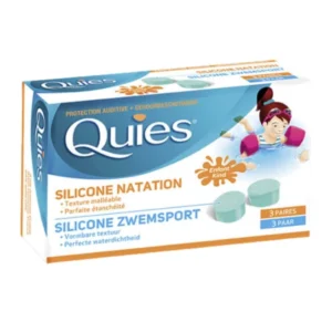 Boîte de protections auditives en silicone Quies Natation pour enfants 3x2 unités.
