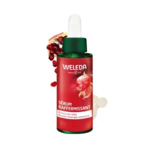 Flacon de 30ml du Sérum Raffermissant Weleda à la Grenade et Peptides de Maca.
