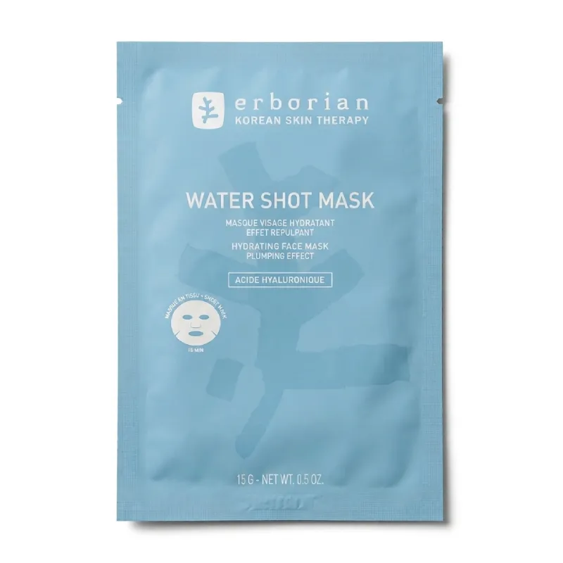Erborian Water Shot Mask Masque Visage Hydratant 15g sachet de masque en tissu désaltérant et repulpant
