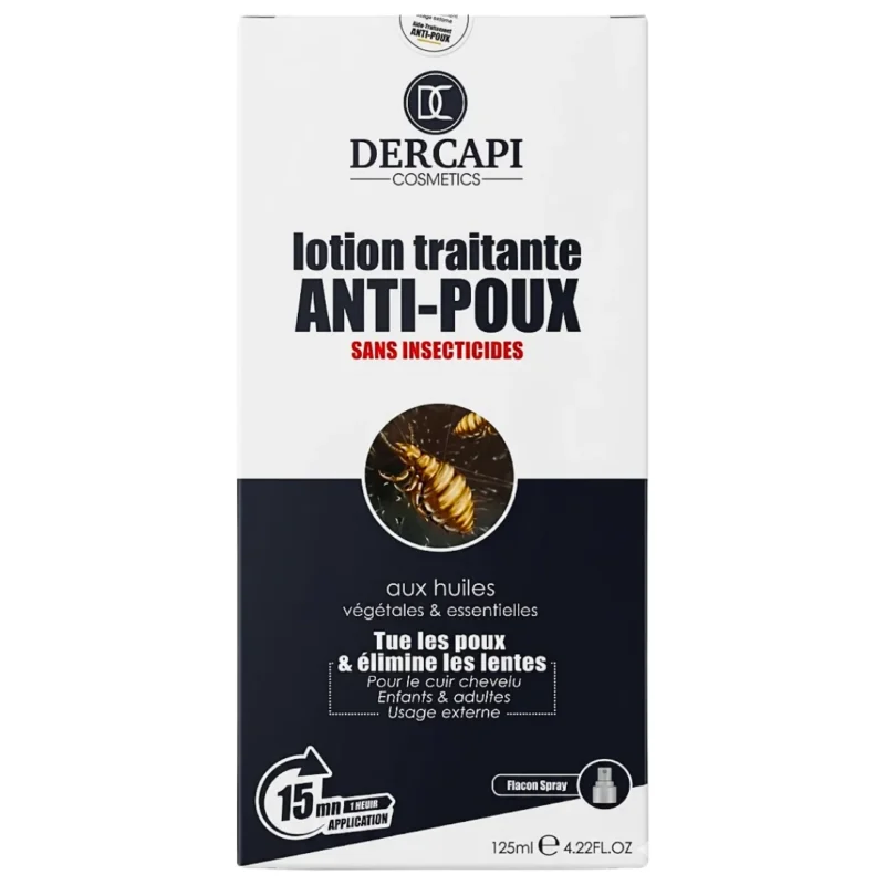 Dercapi Lotion Spray Traitement Anti-Poux 125 ml solution rapide et efficace contre les poux et les lentes