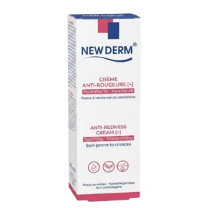 New Derm Creme Anti Rougeurs+ 40ml tube soin apaisant et correcteur de rougeurs pour peau sensible