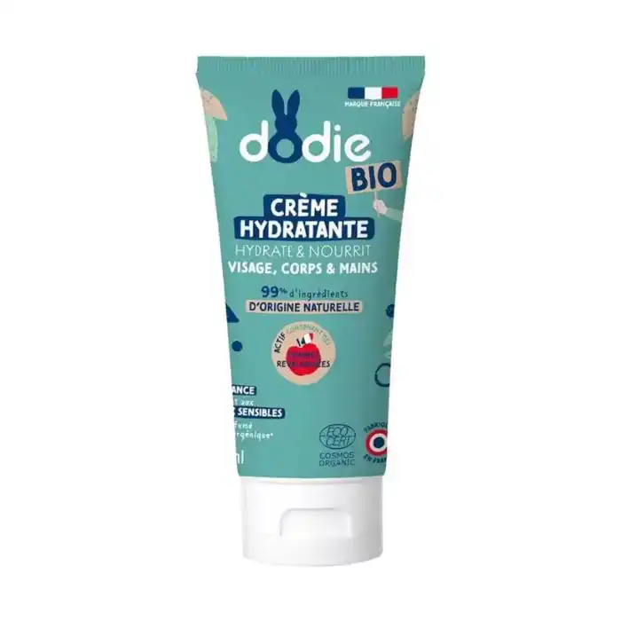 Dodie Crème Hydratante Bio 75ml pour le soin de la peau sensible de bébé.