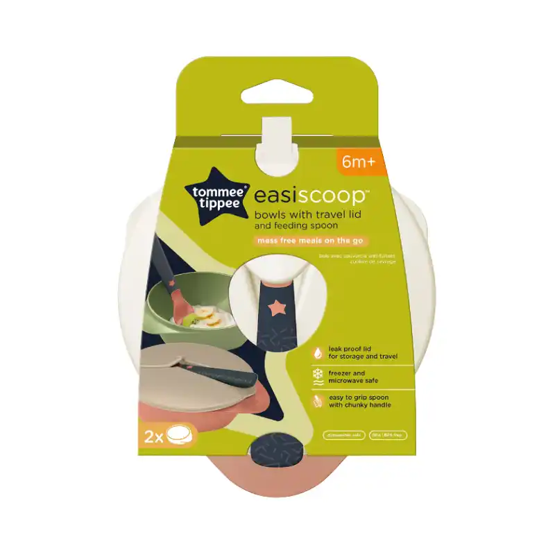 Tommee Tippee Bol Bébé avec Couvercle et Cuillère 6M+ pour l'apprentissage et la diversification.