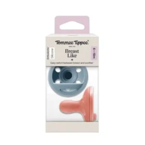 Tommee Tippee Pack 2 Sucettes Type Sein 6-18M en silicone ultra-doux avec capsule de stérilisation.
