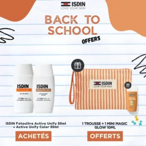 ISDIN Active Unify Invisible 50ml + Active Unify Color 50ml = 1 Trousse + Mini Magic Glow 10ml Offerts