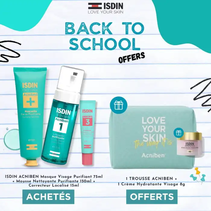 ISDIN ACNIBEN Masque Visage Purifiant 75ml + Mousse Nettoyante 150ml + Correcteur Localisé 15ml