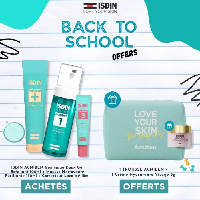 ISDIN ACNIBEN Gommage Doux 100ml + Mousse Nettoyante 150ml + Correcteur Localisé 15ml