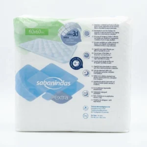 Sabanindas Extra Alèses Jetables 60x60 20 Unités paquet de protections absorbantes imperméables pour lit et fauteuil
