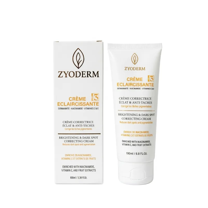 Zyoderm Crème Éclaircissante x3 100ml pack trio de soins unifiants pour le teint