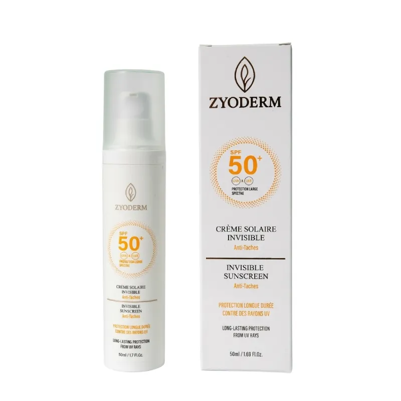 Zyoderm Crème Solaire Invisible Anti-Tâches Spf50+ soin protecteur et unifiant pour le visage