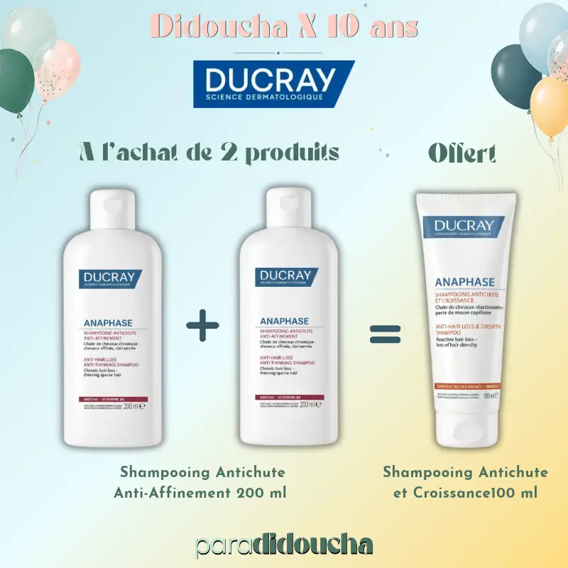 Ducray Anaphase coffret 2 shampooings antichute anti-affinement 200 ml et shampooing croissance 100 ml offert en Parapharmacie