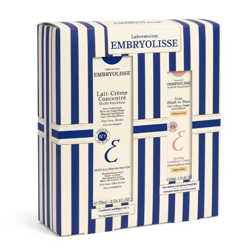 Embryolisse Coffret Lait-Crème Concentré 75 ml + Soin Blush de Peau 30 ml coffret soin hydratant et embellisseur de teint bonne mine