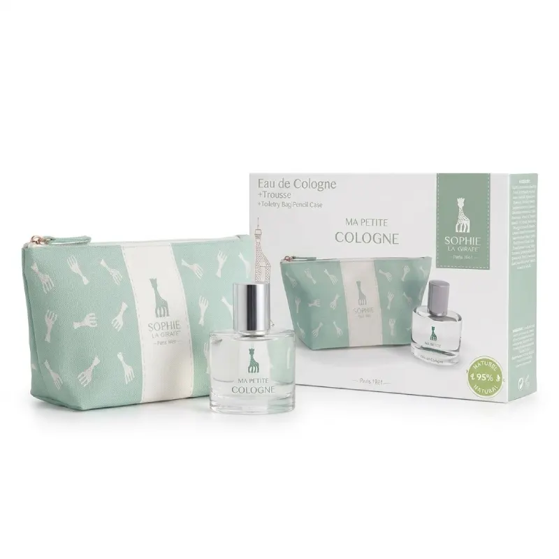 Sophie La Girafe Coffret Eau de Cologne Ma Petite Cologne 50ml + Trousse coffret cadeau eau de cologne fraîche et trousse de toilette pour enfant